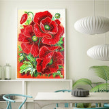 Crystal Rhinestone Diamond Painting Kit | Red flower - Hibah-Diamond?painting art studio