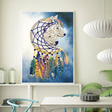 Crystal Rhinestone Diamond Painting Kit | Wolf and Wind Chimes - Hibah-Diamond painting art studio