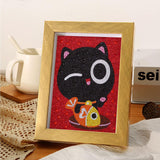 Crystal Rhinestone Full Diamond Painting - Cartoon black cat - Hibah-Diamond?painting art studio