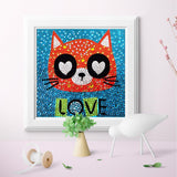 Crystal Rhinestone Full Diamond Painting - Cartoon LOVE cat - Hibah-Diamond?painting art studio