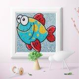Crystal Rhinestone Full Diamond Painting-Happy little fish - Hibah-Diamond?painting art studio