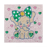 Crystal Rhinestone Full Diamond Painting-Little pink elephant wearing a bow