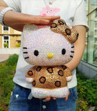 DIY 22cm Champagne Leopard Pattern Hello Kitty (with glue tools) - Hibah-Diamond painting art studio