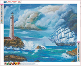 Full Diamond Painting kit - Nautical vessel and lighthouse