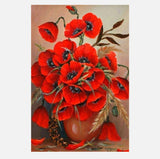 Full Diamond Painting kit - Flower poppies in red bottle