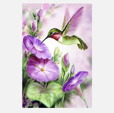 Full Diamond Painting kit - Hummingbird and Morning Glory