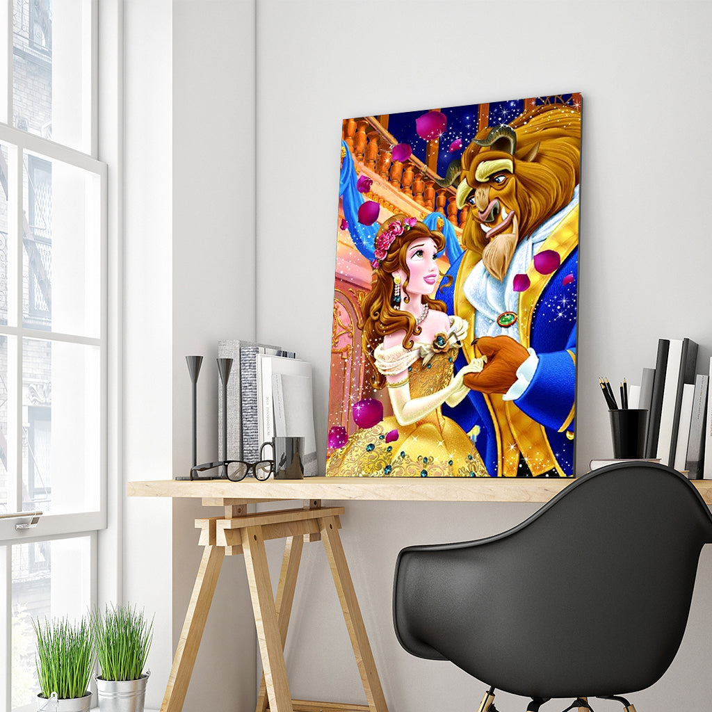Unlisted, Wall Decor, Beauty And The Beast Diamond Painting Completed H44