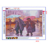 Full Diamond Painting kit - Old couple walking in the rain