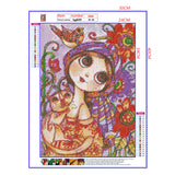 Full Diamond Painting kit - The little girl hugged the cat