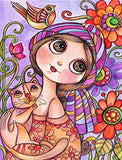 Full Diamond Painting kit - The little girl hugged the cat