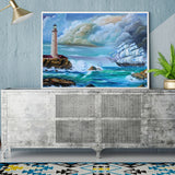 Full Diamond Painting kit - Nautical vessel and lighthouse