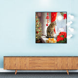 Full Diamond Painting kit - Cat in christmas