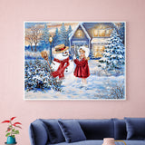 Full Diamond Painting kit - Christmas snowman and beautiful girl