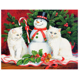 Full Diamond Painting kit - Cats and christmas snowman