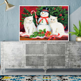 Full Diamond Painting kit - Cats and christmas snowman