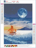 Full Diamond Painting kit - Sailboat on the sea under the big moon