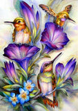 Full Diamond Painting kit - Kingfisher and flower