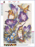 Full Diamond Painting kit - Kingfisher and flower