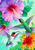 Full Diamond Painting kit - Hummingbird and flower