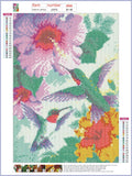 Full Diamond Painting kit - Hummingbird and flower